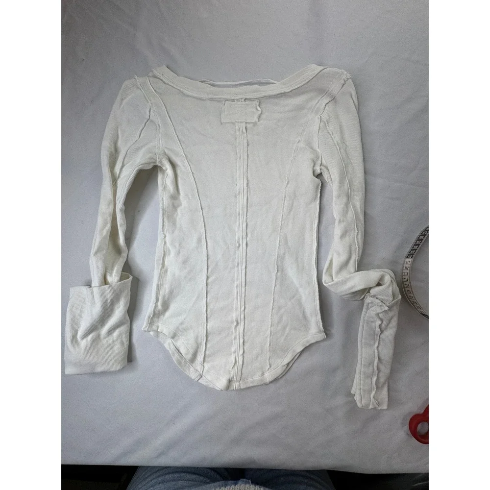 Free People We The Free Ribbed Stuck On You Ivory Top Cuff Small Y2K Cottage